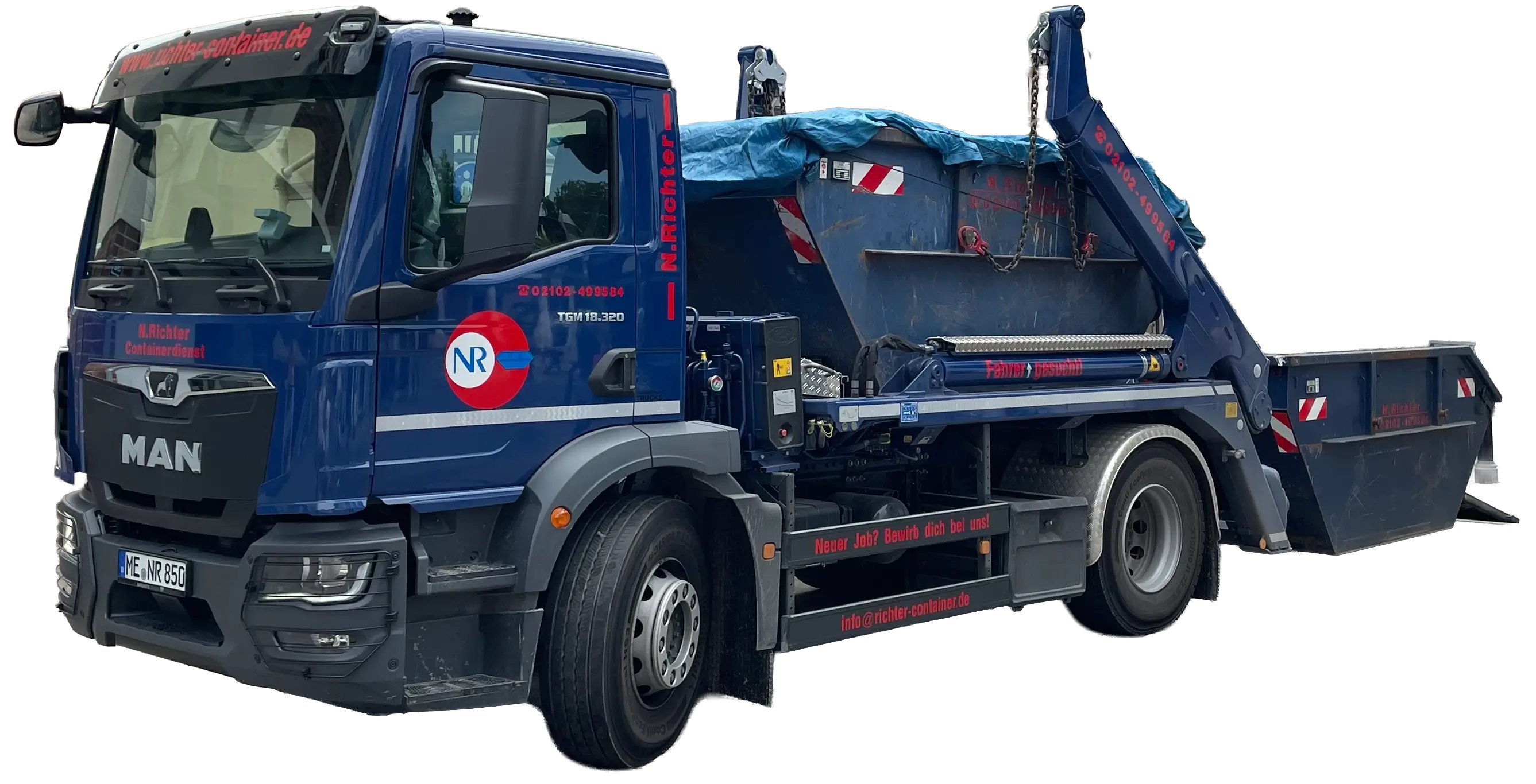 Ein LKW von Container Richter von der Seite