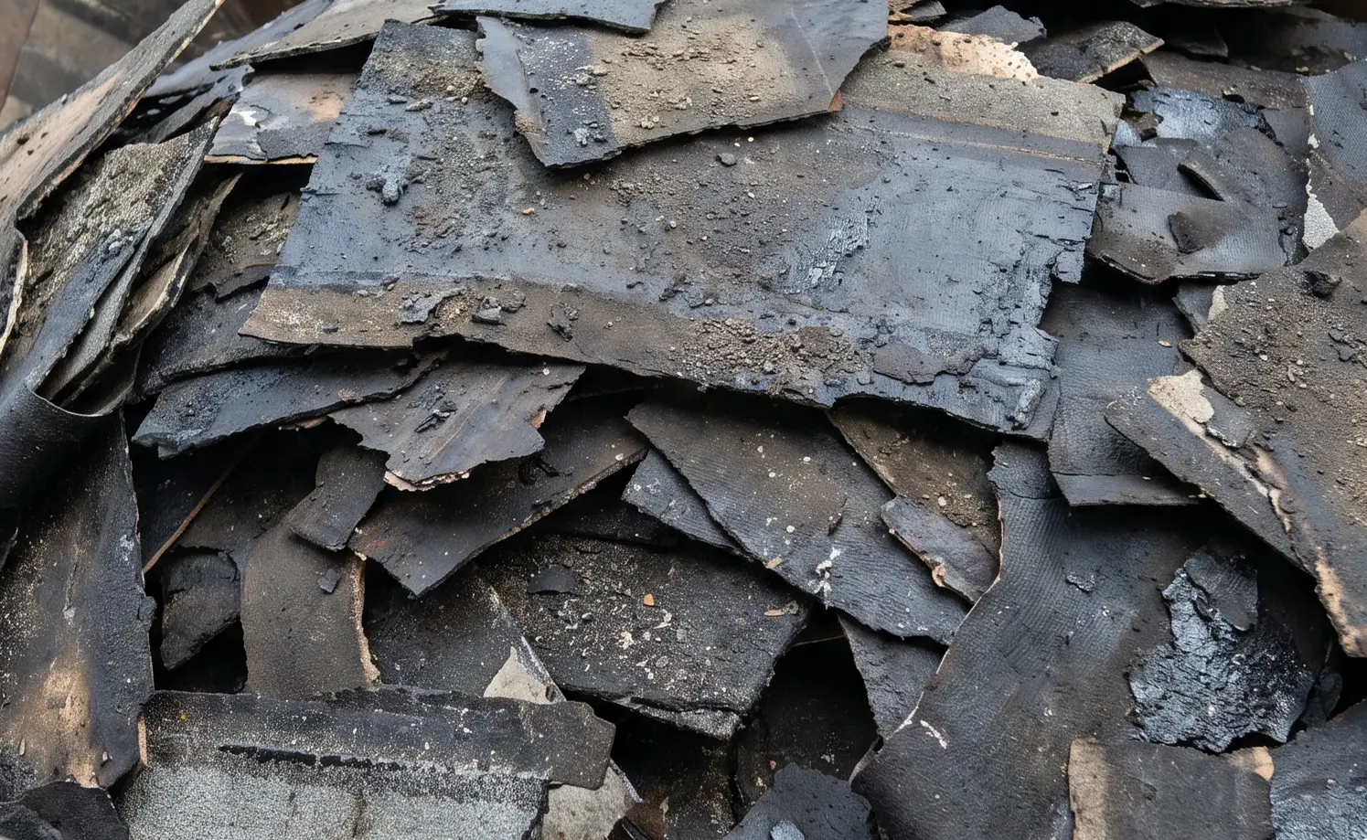 Bauabfälle, ein haufen Bitumen